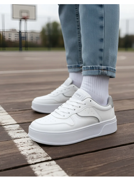 Tenis Casual Blanco Gris Mujer Bluferno Newk