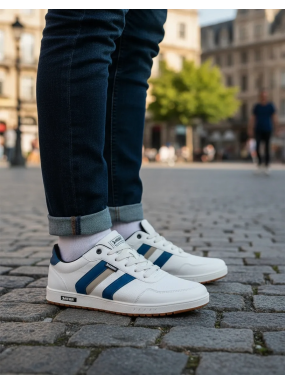 Tenis Casual Beige Azul...