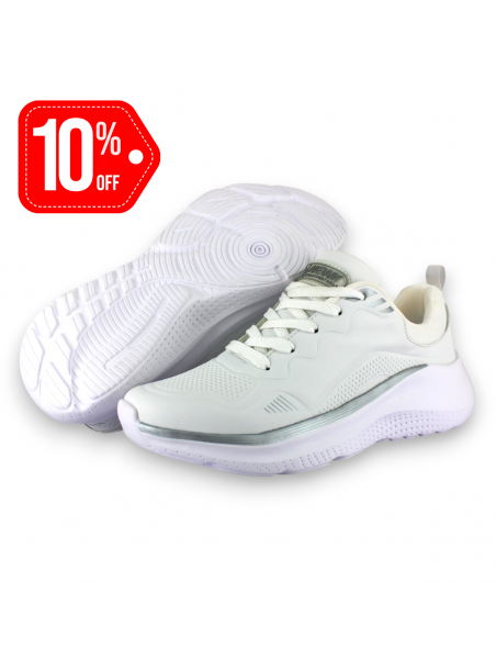 Tenis Deportivo Blanco Plata Mujer Gryta Newk