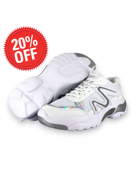 Tenis Deportivo Blanco Gris Mujer Coplista Newk