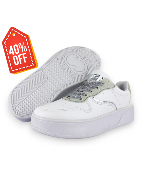 Tenis Casual Blanco Plata Mujer Bluferno Newk