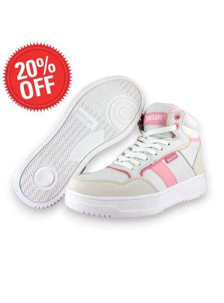 Tenis Casual Blanco Rosa Mujer Inproved Newk