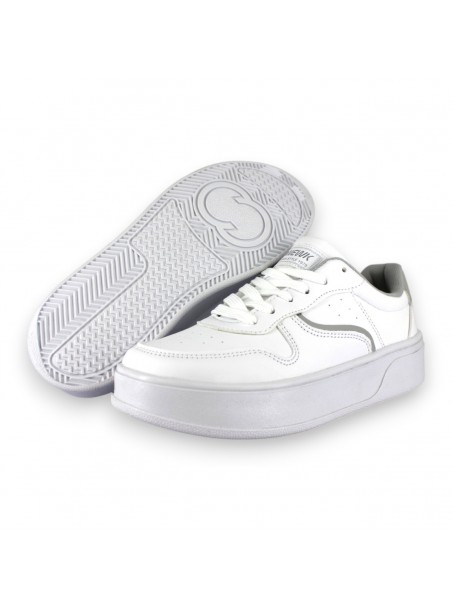 Tenis Casual Blanco Gris Mujer Bluferno Newk
