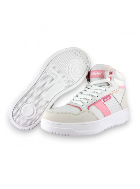 Tenis Casual Blanco Rosa Mujer Inproved Newk