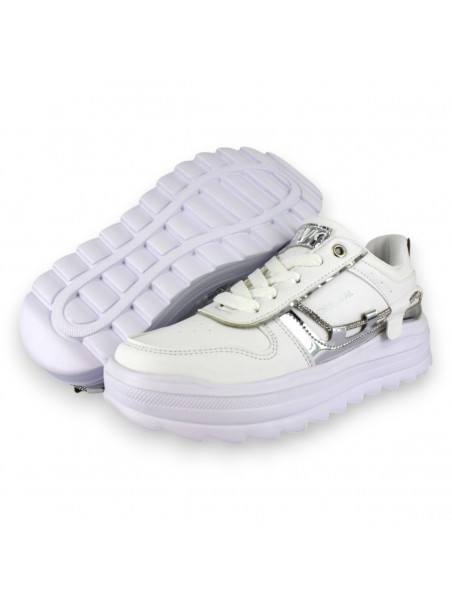 Tenis Casual Blanco Plata Mujer Tauret Newk